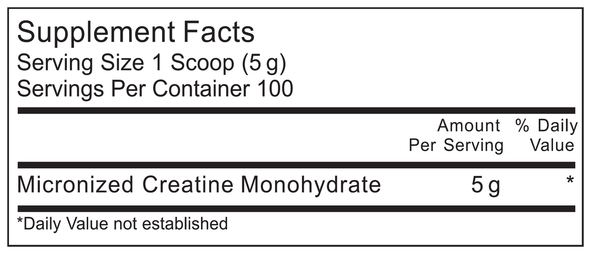 Supplement Facts panel showing 5 g creatine monohydrate per scoop, for an article on when to take creatine