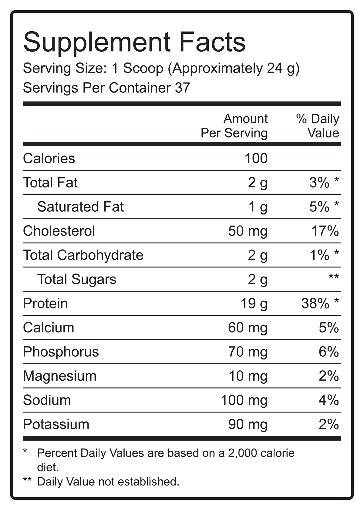 MAXIS Grass-Fed Whey Vanilla Supplement Facts panel, 19 g protein per scoop