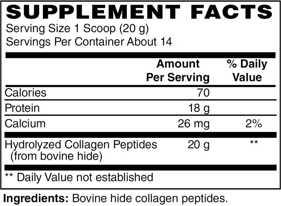 Beef Protein Peptides — Supplement Facts panel