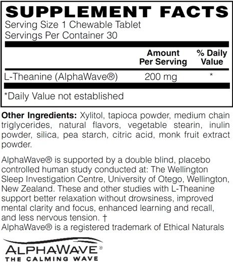 L-Theanine Chews — Supplement Facts panel
