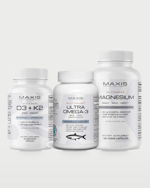 MAXIS Daily Foundations Stack: Vitamin D3 + K2, Ultra Omega-3, Magnesium Glycinate