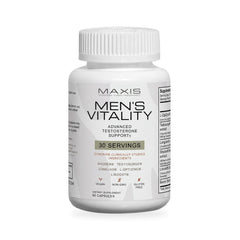 MAXIS Men's Vitality testosterone support with fenugreek and tongkat ali, 60 capsules, on white