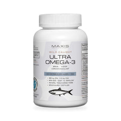 MAXIS Ultra Omega-3 fish oil, 660 mg EPA and 310 mg DHA, on white